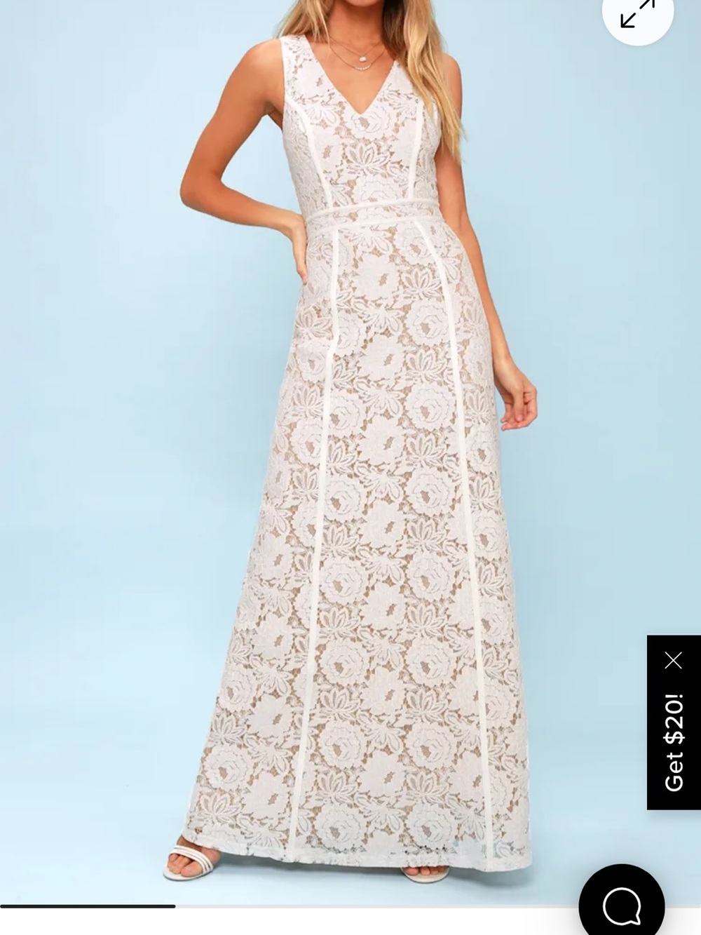 NWT Lulus Alara White Lace Maxi Gown-Medium